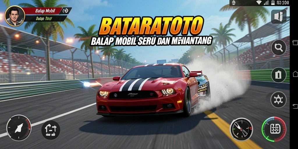 Tampilan antarmuka permainan Balap Mobil BATARATOTO yang menarik.