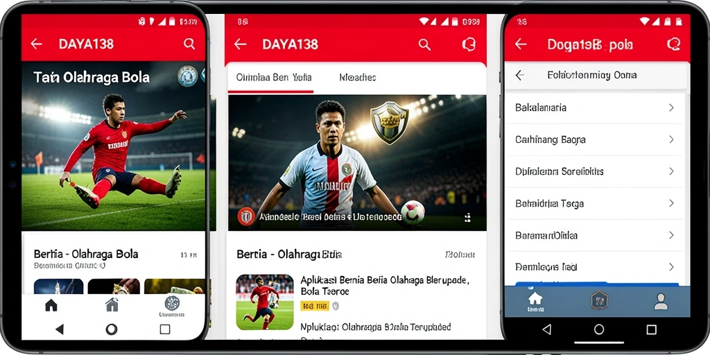 Antarmuka aplikasi DAYA138 yang menampilkan berita olahraga bola.