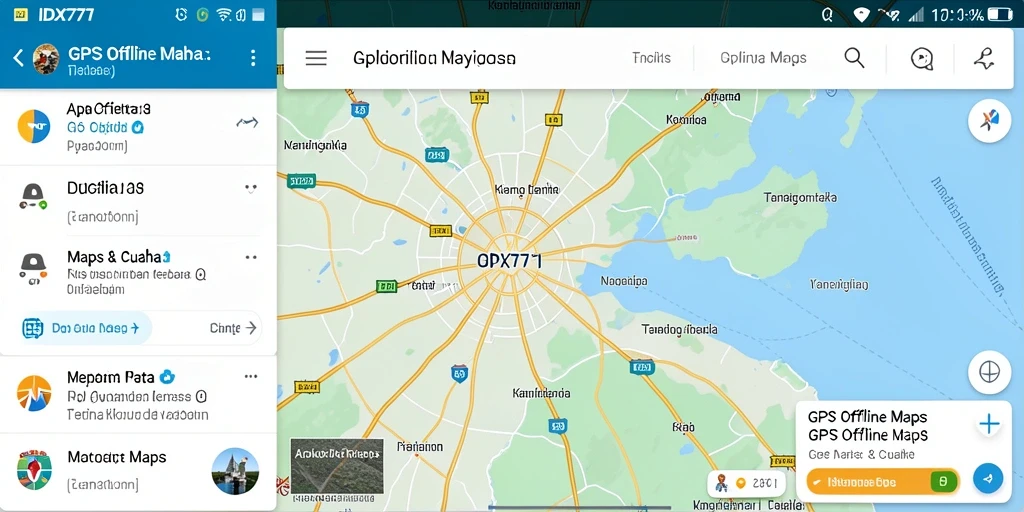 Antarmuka intuitif aplikasi IDX777 untuk navigasi GPS Offline.