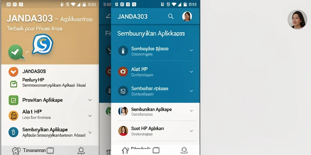 Screenshot antarmuka aplikasi JANDA303 yang menunjukkan fungsi menyembunyikan aplikasi.