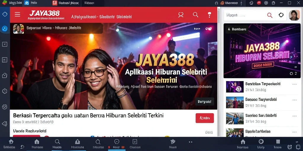 Antarmuka menarik dan informatif dari aplikasi JAYA388 untuk berita hiburan.
