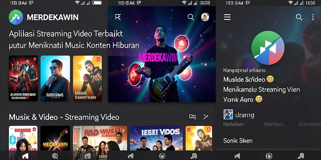 Antarmuka aplikasi MERDEKAWIN yang menarik dan fungsional untuk Streaming Video.