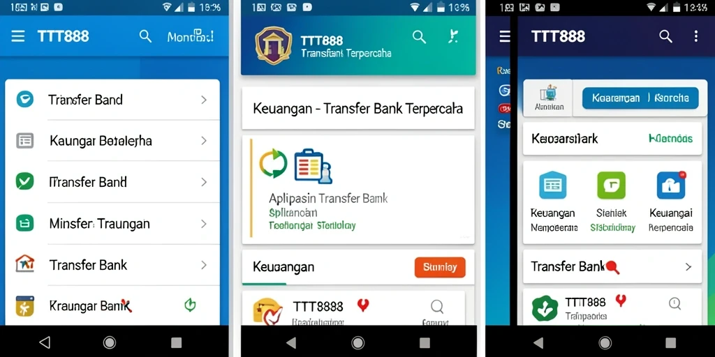 Antarmuka aplikasi TTT888 yang memudahkan transaksi Transfer Bank.