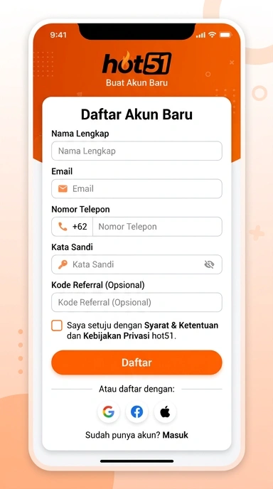 Cara Buat Akun Hot51 untuk Pengguna Android