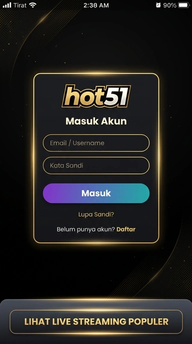Halaman Masuk Akun Hot51 untuk Pengguna Android